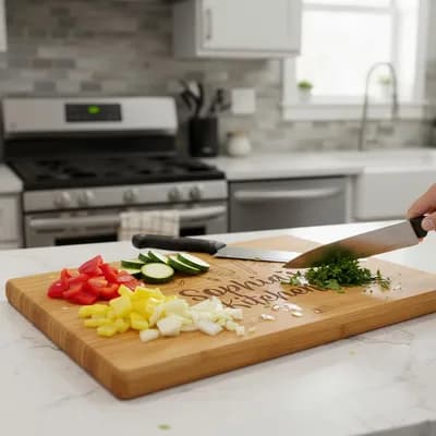 Vegetables chopped on the board beside a stove