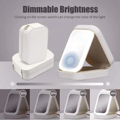 The mirror’s light at four brightness levels, from 20 to 100 percent