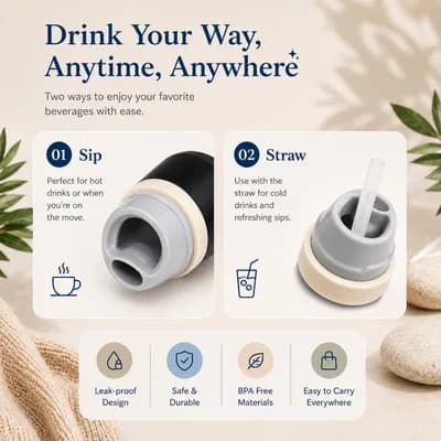The sip lid and the straw lid, side by side